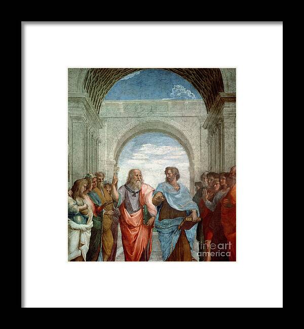 Raphael Framed Print featuring the painting Aristotle and Plato by Raphael