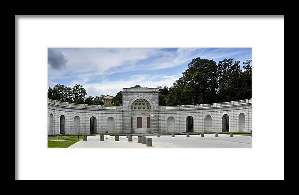 arlington National Cemetery Framed Print featuring the photograph Arlington National Cemetery - Arlington House and Women in Military Service to America Memorial by Brendan Reals