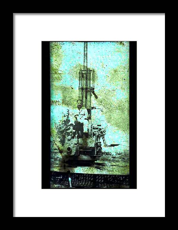 Antiques Framed Print featuring the photograph Army Gunner in Blue by John Vincent Palozzi