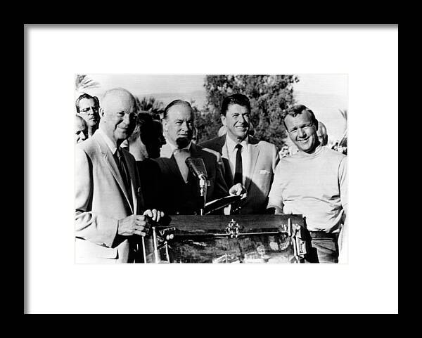 1960s Candids Framed Print featuring the photograph Arnold Palmer Right, Receives The Bob by Everett