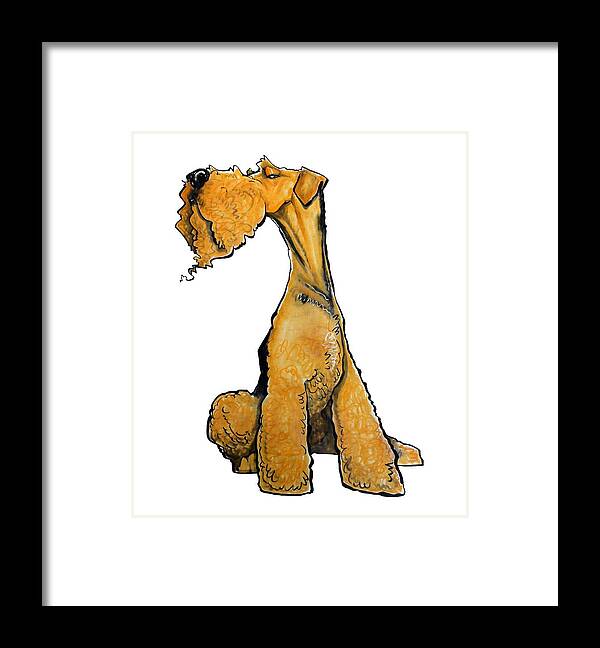 Airedale Framed Print featuring the drawing Arrogant Airedale by John LaFree