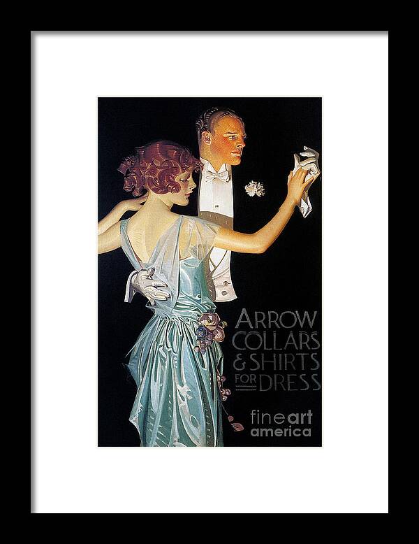 1923 Framed Print featuring the drawing Arrow Shirt Collar Ad, 1923 by Granger