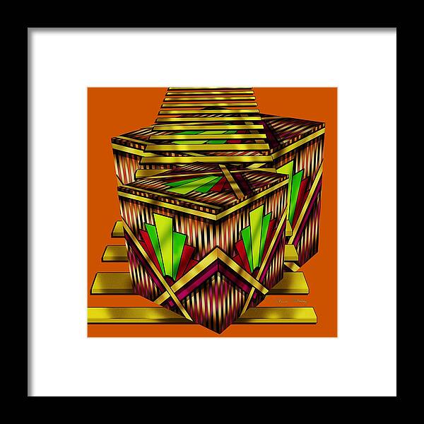 Art Deco Cubes 2 Framed Print featuring the digital art Art Deco Cubes 2 - Transparent by Chuck Staley