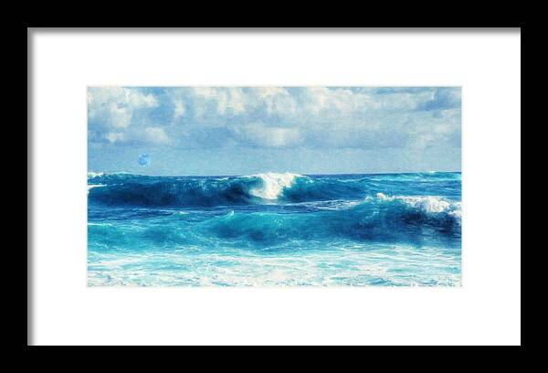 Art Emeraald Waves Framed Print featuring the painting Art Emeraald Waves by Celestial Images