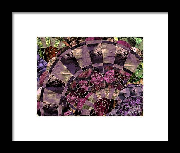 Stained Glass Framed Print featuring the painting Art Nouveau Stained Glass Fan by Mindy Sommers
