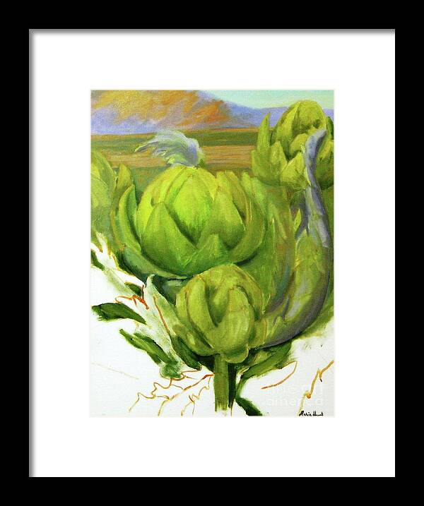 Farming Framed Print featuring the painting Artichoke unfinished by Maria Hunt