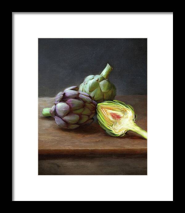  Framed Print featuring the painting Artichokes by Robert Papp