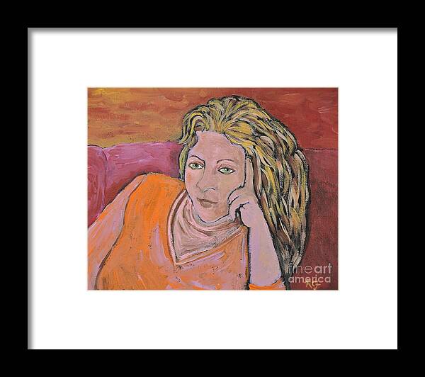 Portraits Framed Print featuring the painting Artist Self Portrait by Reb Frost