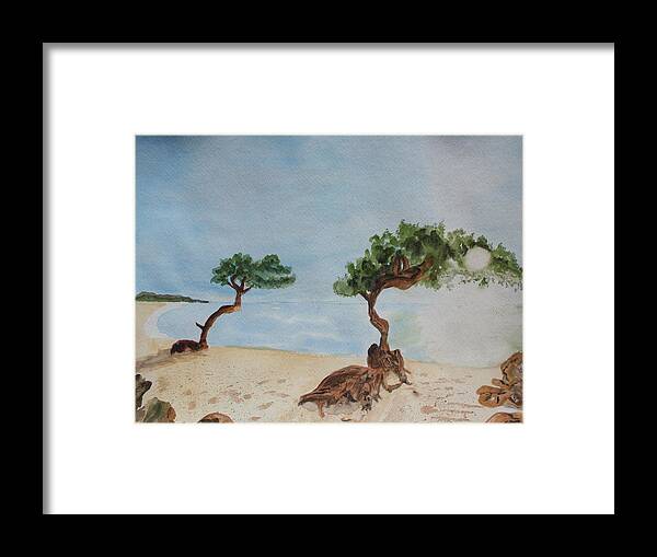 Aruba Framed Print featuring the painting Aruba Sunrise by Warren Thompson