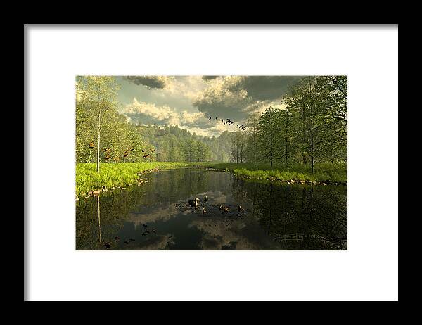 Dieter Carlton Framed Print featuring the digital art As The River Flows by Dieter Carlton