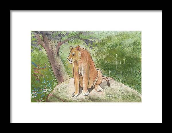 Asiatic Lion State Animal Of Gujarat Wild Life Forest Animal Miniature  Watercolor Artwork Framed Print by Jagdeesh Prasad - Fine Art America