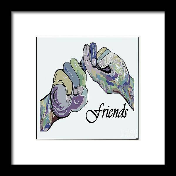 Asl Framed Print featuring the painting ASL Friends Denim Coloring by Eloise Schneider Mote