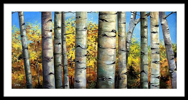 Aspens Framed Print featuring the painting Aspen Eyes by Cynara Shelton