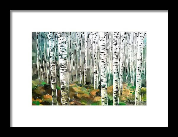 Aspen Framed Print featuring the painting Aspen-Green-blue by Tim Gilliland