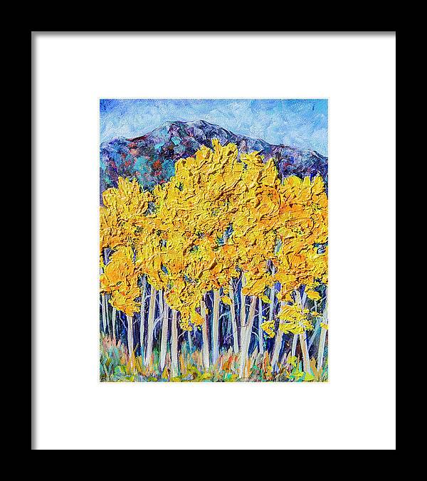 Aspens Framed Print featuring the painting Aspens #4 by Sally Quillin