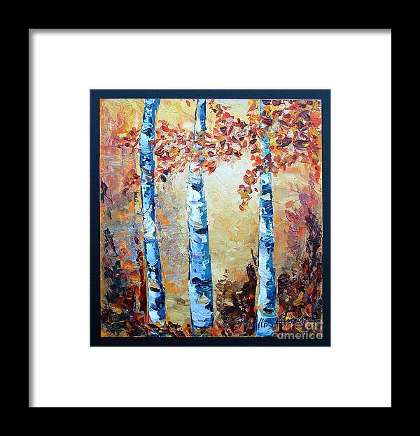 Aspen Framed Print featuring the painting Aspens in Glow by Phyllis Howard