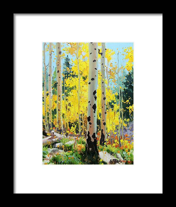 Oil Canvas Prints Contemporary Original Aspen Tree Landscape Painting Giclee Fine Art Print Paper Santa Fe Famous Architecture Magical Rocky Mountains Fine Art Prints Gary Kim New Mexico Framed Acrylic Metal Phone Cases Iphone Galaxy Greeting Cards Posters Originals Fall Aspen Panorama Aspen Grove Panorama Colors Sunset Panoramic Vistas Valley Fall Hiking Trails Colorado Forest Autumn Foliage Trunks National Forest Small Birch Trees Panorama Oil Painting Photo Sunset Fields Flowers Scene Metal Framed Print featuring the painting Aspens in Golden Light by Gary Kim Oil Canvas Prints Contemporary Original Aspen Tree Landscape Painting Giclee Fine Art Print Paper Santa Fe Famous Architecture Magical Rocky Mountains Fine Art Prints Gary Kim New Mexico Framed Acrylic Metal Phone Cases Iphone Galaxy Greeting Cards Posters Originals Fall Aspen Panorama Aspen Grove Panorama Colors Sunset Panoramic Vistas Valley Fall Hiking Trails Colorado Forest Autumn Foliage Trunks National Forest Small Birch Trees Panorama Oil Painting Photo Sunset Fields Flowers Scene Metal Framed Print featuring the painting Aspens in Golden Light by Gary Kim