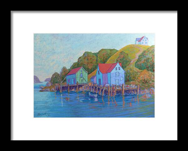 Fishing Village Framed Print featuring the pastel Aspotogan Nova Scotia by Rae Smith PSC