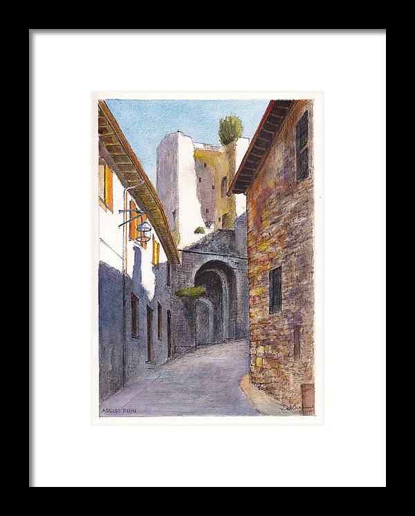 Alley Way Framed Print featuring the painting Assisi Ruin by Dai Wynn