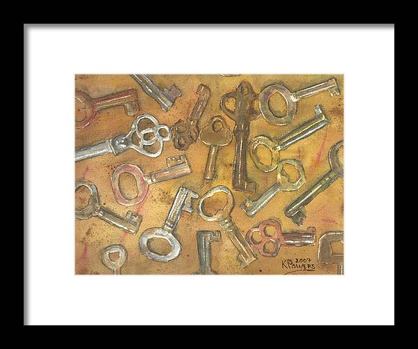 Skeleton Framed Print featuring the painting Assorted Skeleton Keys by Ken Powers