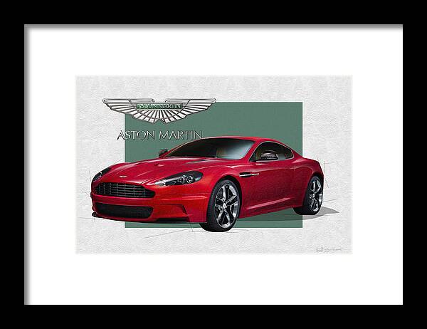 �aston Martin� By Serge Averbukh Framed Print featuring the photograph Aston Martin D B S V 12 with 3 D Badge by Serge Averbukh
