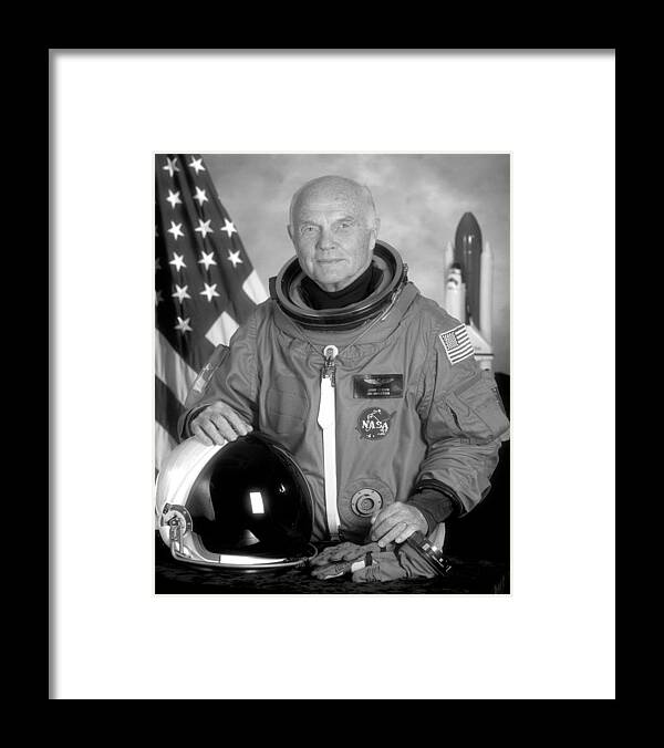  John Glenn Framed Print featuring the photograph Astronaut John Glenn - 1998 by War Is Hell Store
