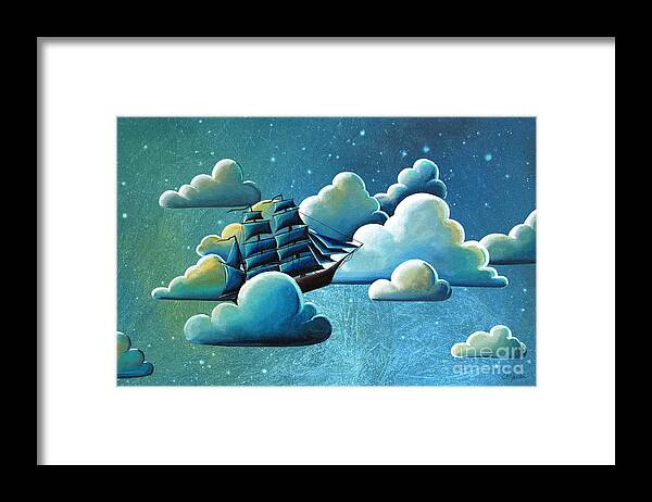 Flying Ship Framed Print featuring the painting Astronautical Navigation by Cindy Thornton