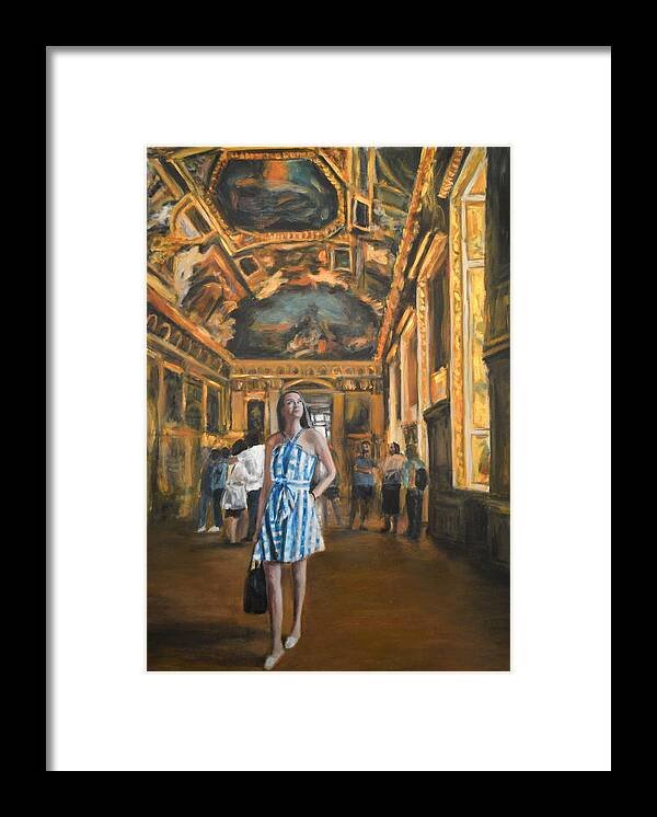 At The Louvre Framed Print featuring the painting At The Louvre by Escha Van den bogerd