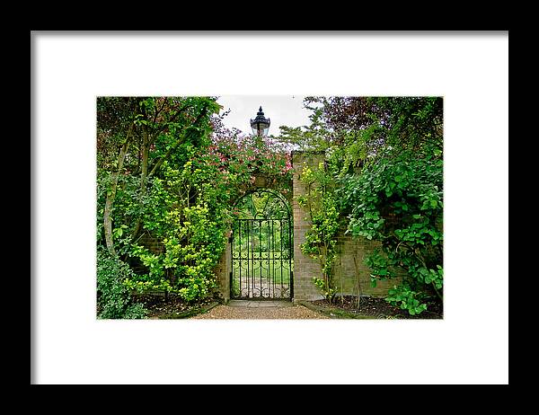 Cambridge Framed Print featuring the photograph At the secrete gate to the garden. by Elena Perelman
