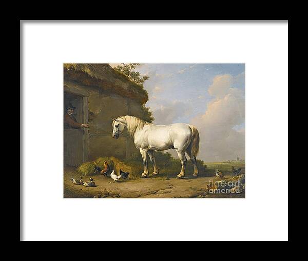 Eug�ne Verboeckhoven 1798-1881 Belgian Framed Print featuring the painting At The Stable Door by MotionAge Designs