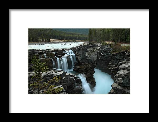 Athabasca Framed Print featuring the photograph Athabasca falls in Jasper National Park by Pierre Leclerc Photography