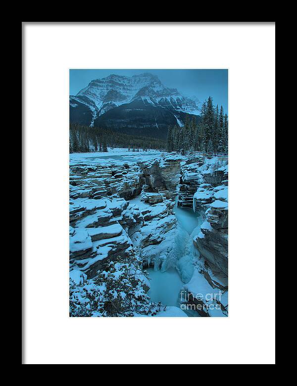 Athabasca Falls Framed Print featuring the photograph Athbasca Falls Frozen Portrait by Adam Jewell