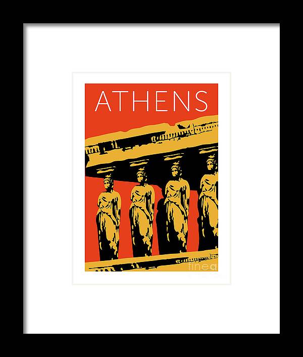 Athens Framed Print featuring the digital art ATHENS Erechtheum Orange by Sam Brennan