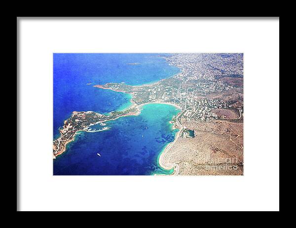 Aegis Framed Print featuring the photograph Athens from above by Hannes Cmarits