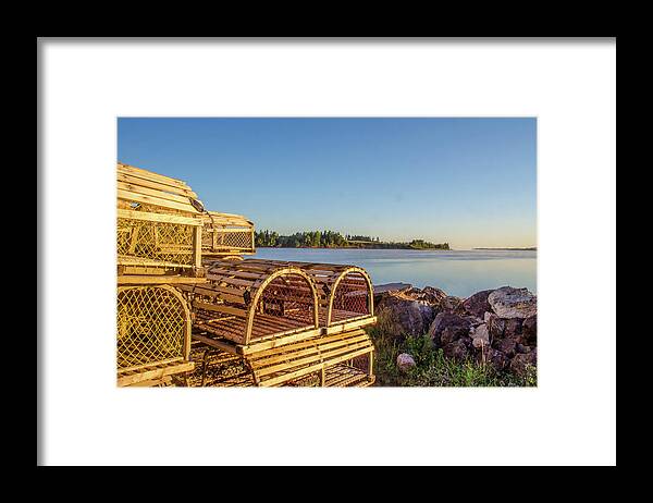 Lobster Framed Print featuring the photograph Atlantic Maritime Harborfront Scene by Douglas Wielfaert
