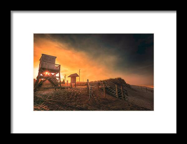 Atlantic Ocean Framed Print featuring the photograph Atlantic Ocean Coast At Sunset - Nauset Beach by Darius Aniunas