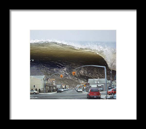 Tsunami Framed Print featuring the digital art Atlantic Tsunami by Scott Evers