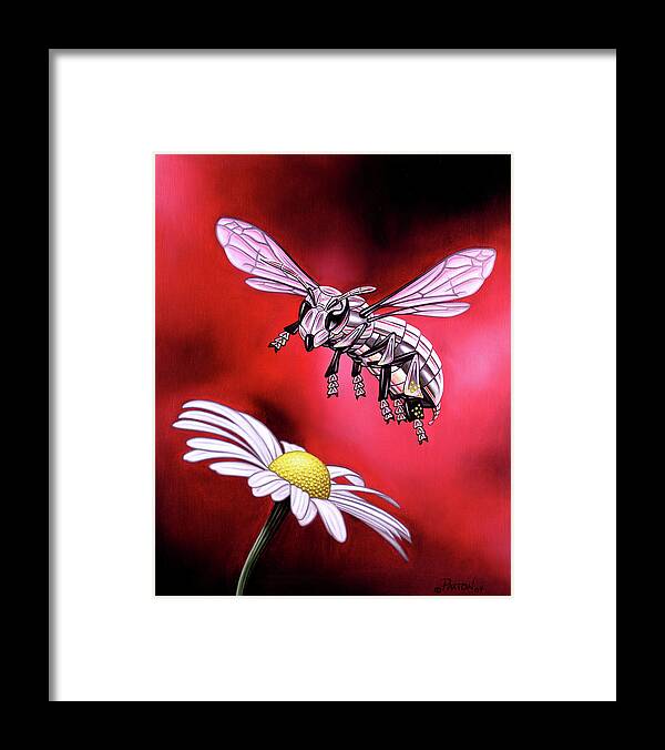  Framed Print featuring the painting Attack of the Silver Bee by Paxton Mobley