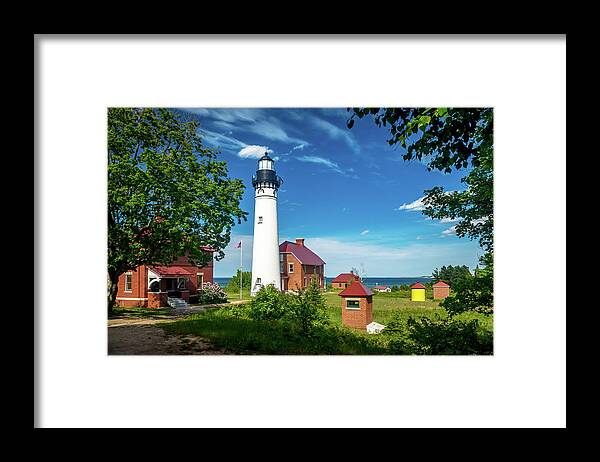 Au Sable Point Framed Print featuring the photograph Au Sable Lighthouse by Gary McCormick