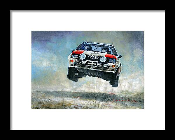 Acrilic Framed Print featuring the painting AUDI Quattro Gr.4 1982 by Yuriy Shevchuk