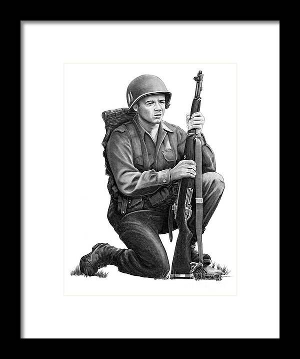 Pencil Framed Print featuring the drawing Audie Murphy by Murphy Elliott