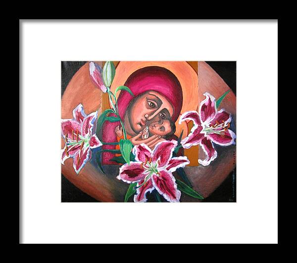 Icon Framed Print featuring the painting Aunt Katya's Icon by Vera Smith