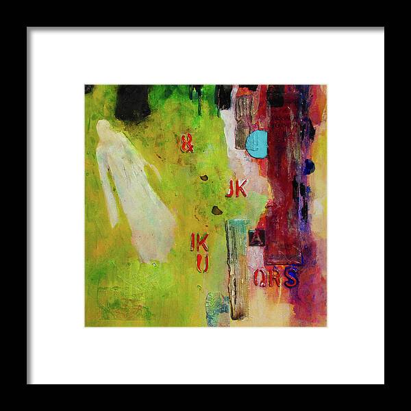 Abstract Framed Print featuring the painting Aunties visit by Carole Johnson