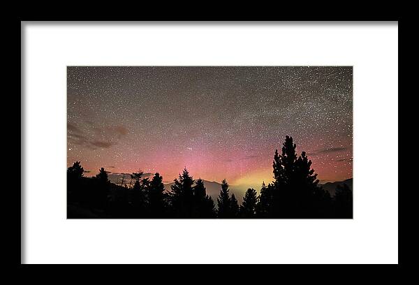 Aurora Framed Print featuring the photograph Aurora Borealis over Mammoth Hot Springs in Yellowstone NP by Jean Clark