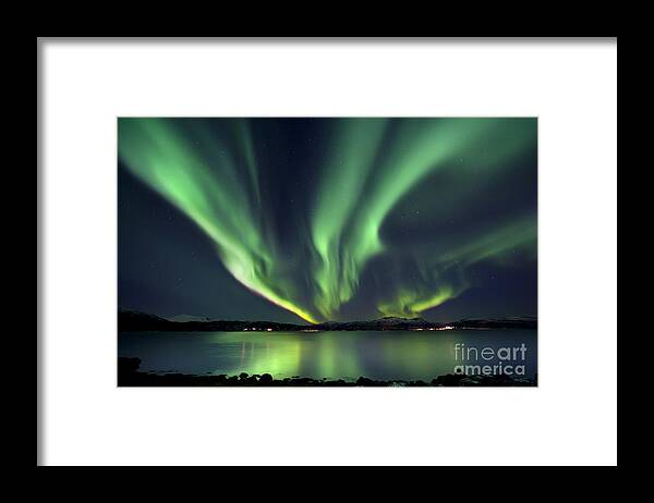 Aurora Borealis Framed Print featuring the photograph Aurora Borealis Over Tjeldsundet by Arild Heitmann