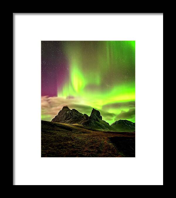 Aurora Borealis Framed Print featuring the photograph Aurora Over the Clouds by David Soldano