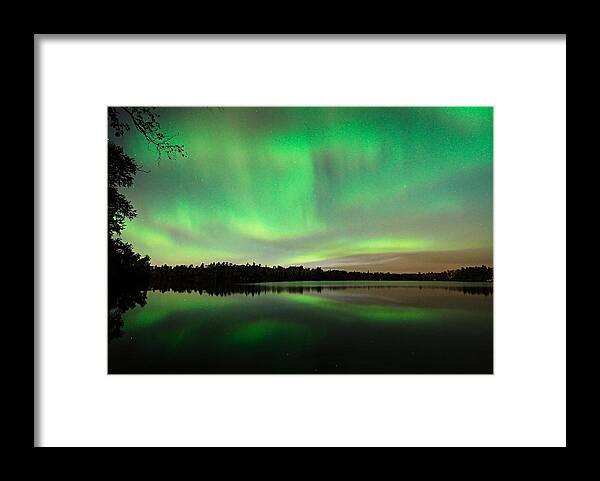 Aurora Borealis Framed Print featuring the photograph Aurora over Tofte Lake by Larry Ricker