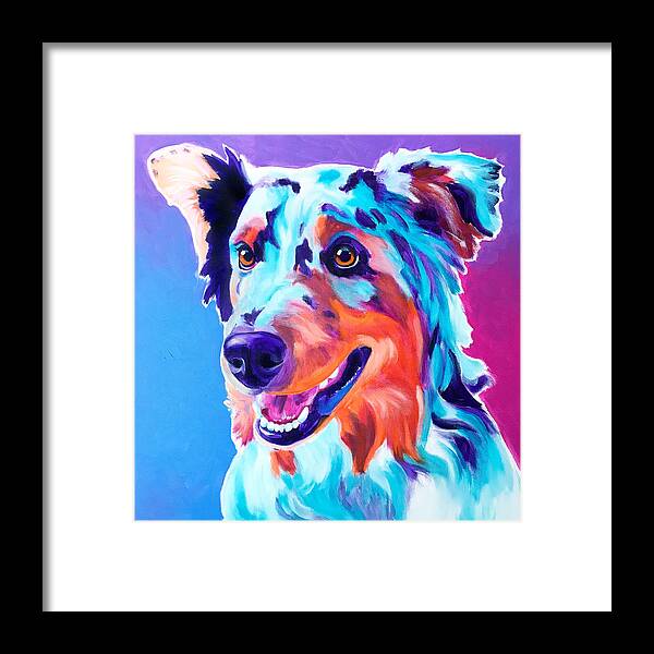 Pet Framed Print featuring the painting Aussie - Pepper by Dawg Painter