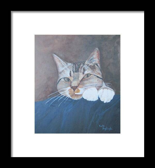Cat Framed Print featuring the painting Austin by Paula Pagliughi