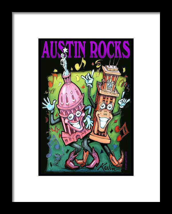 Austin Framed Print featuring the digital art Austin Rocks by Kevin Middleton